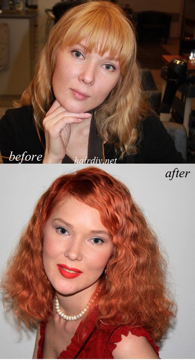 Before: Blonde After: irish-red Color DIY