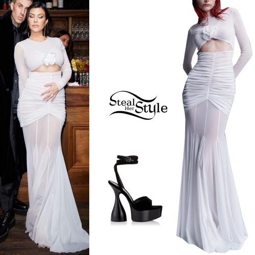 Kourntey Kardashian: White Dress, Platform Sandals

+2023