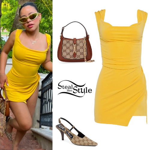 Cierra Ramirez: Yellow Dress, Printed Pumps

+2023