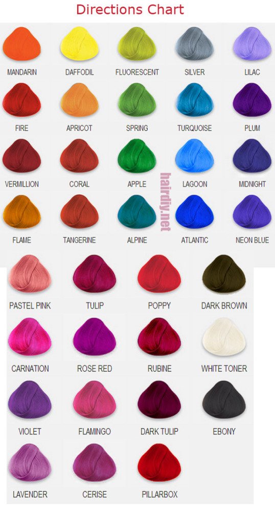 Directions Hair Dye Chart Hair Colar And Cut Style
