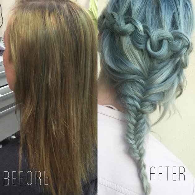 Wella Jaded Mint Hair Dye Before-After