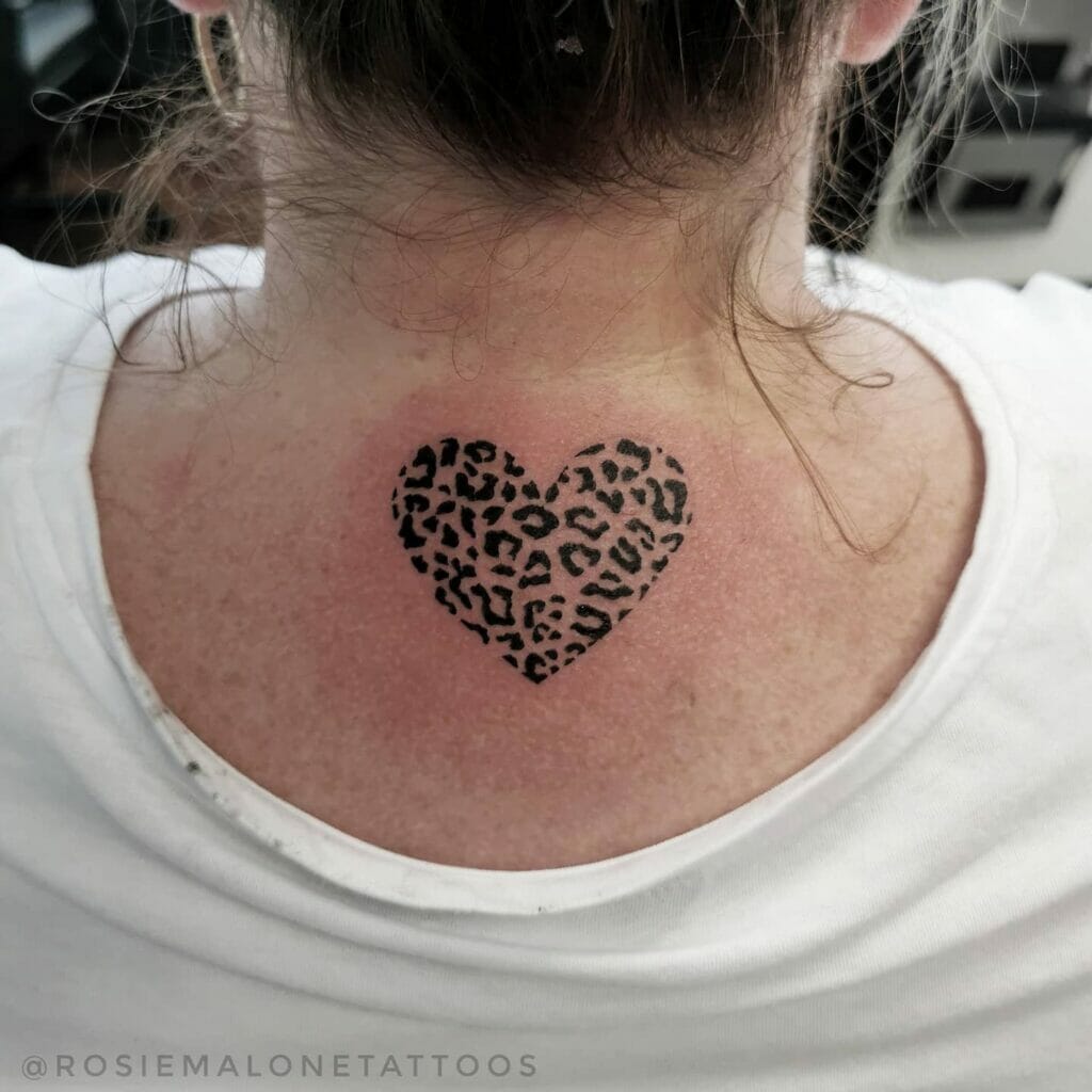 Adorable Cheetah Print Heart Tattoo Ideas