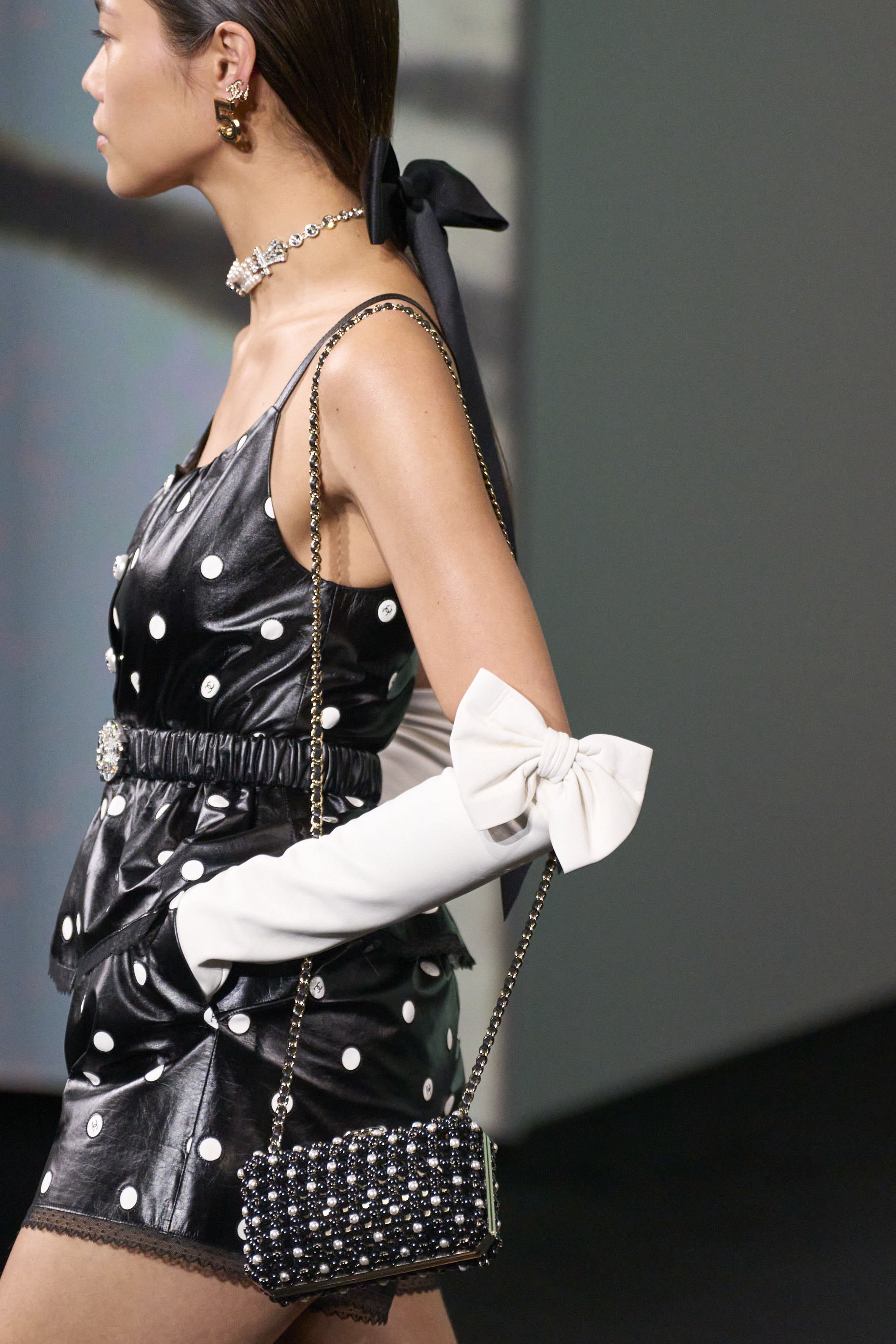 There was also no shortage of bows at the Chanel show to adorn the polished low ponytails.