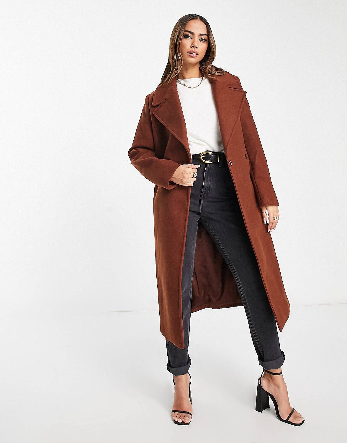 Brick Belted Wrap Midi Tailored Coat from Forever New.