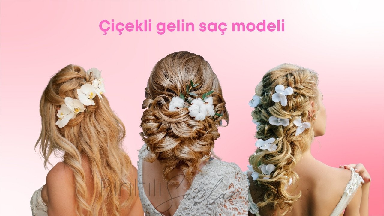 Çiçekli gelin saç modeli