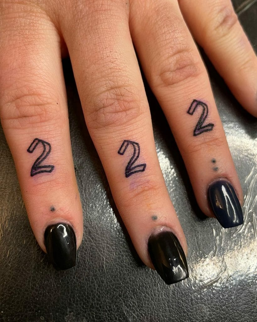 222 finger tattoo