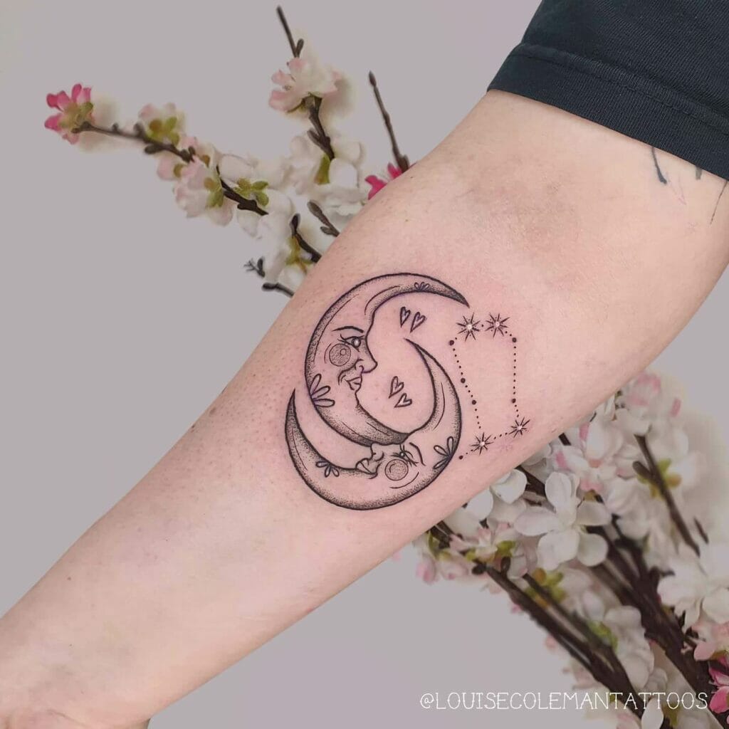 The cute moons and the Gemini Constellation tattoo idea