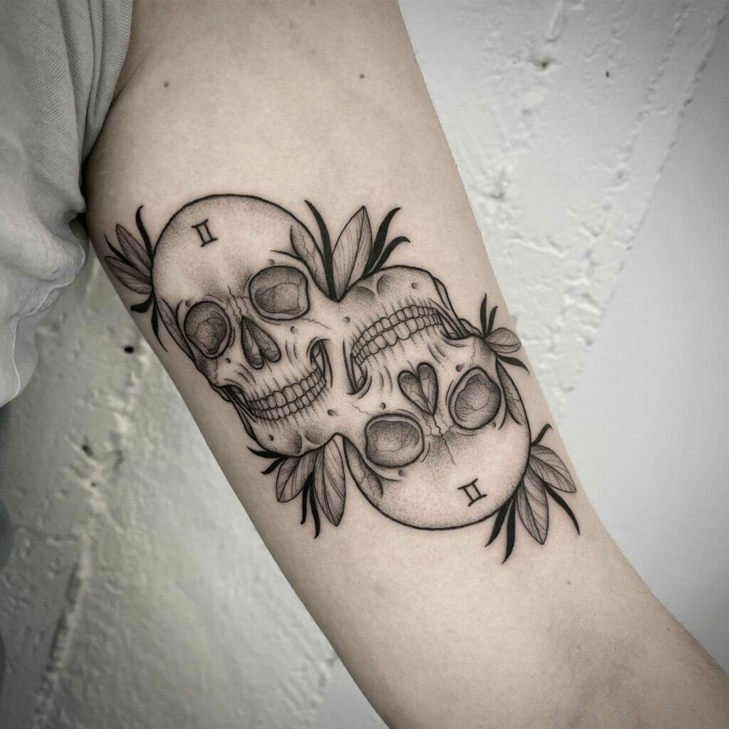 The cute flowers and skull tattoo of new beginnings