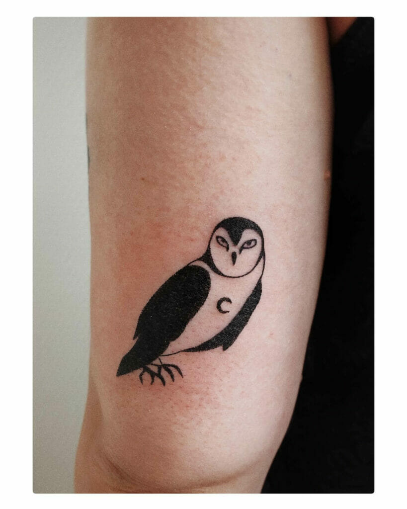 Animated Girly Owl Sleeve Tattoo