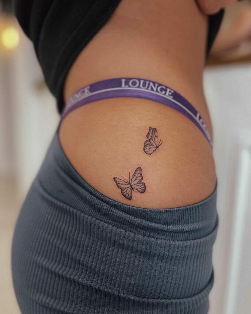 Unique butterfly tattoos in bikini area