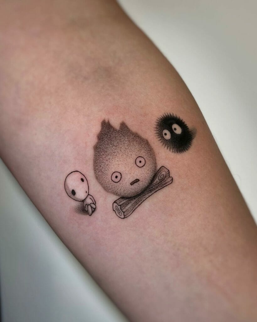 Studio Ghibli black and gray tattoos