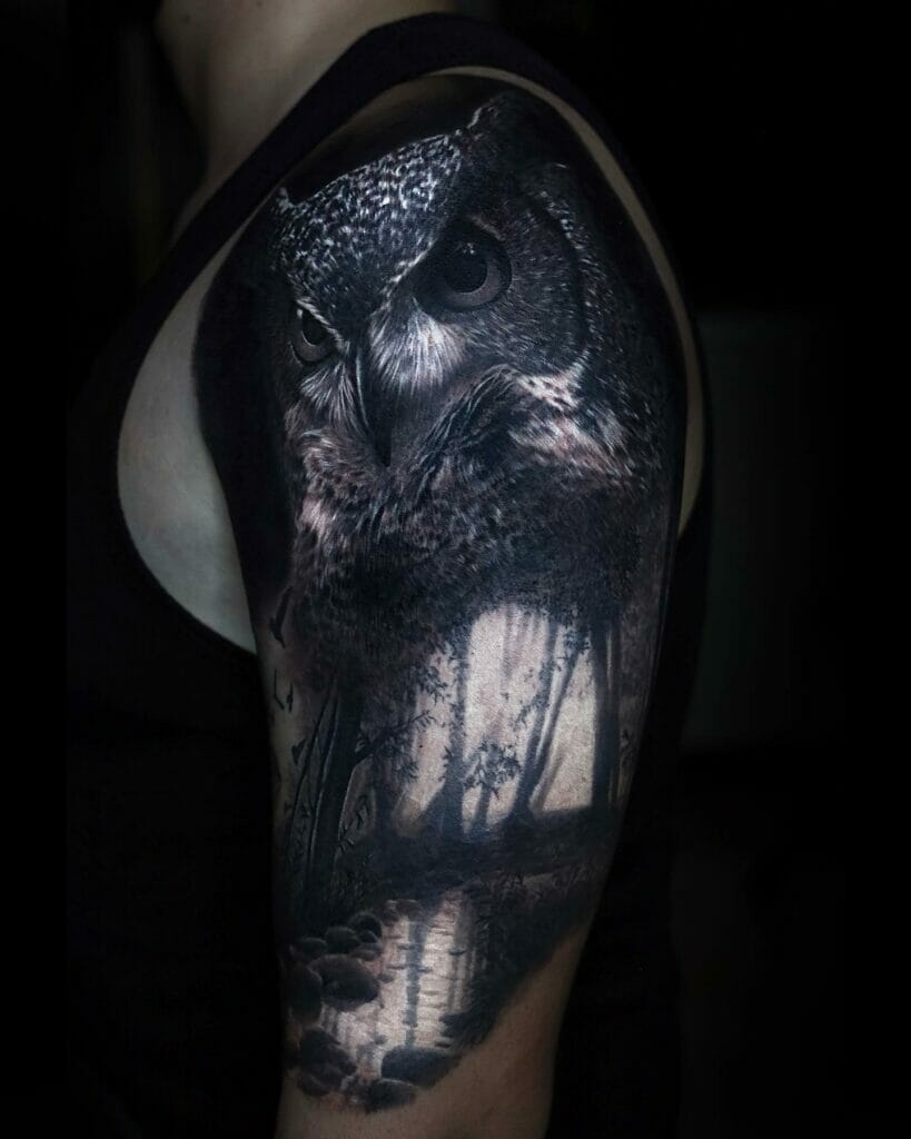 Realistic black and gray tattoo