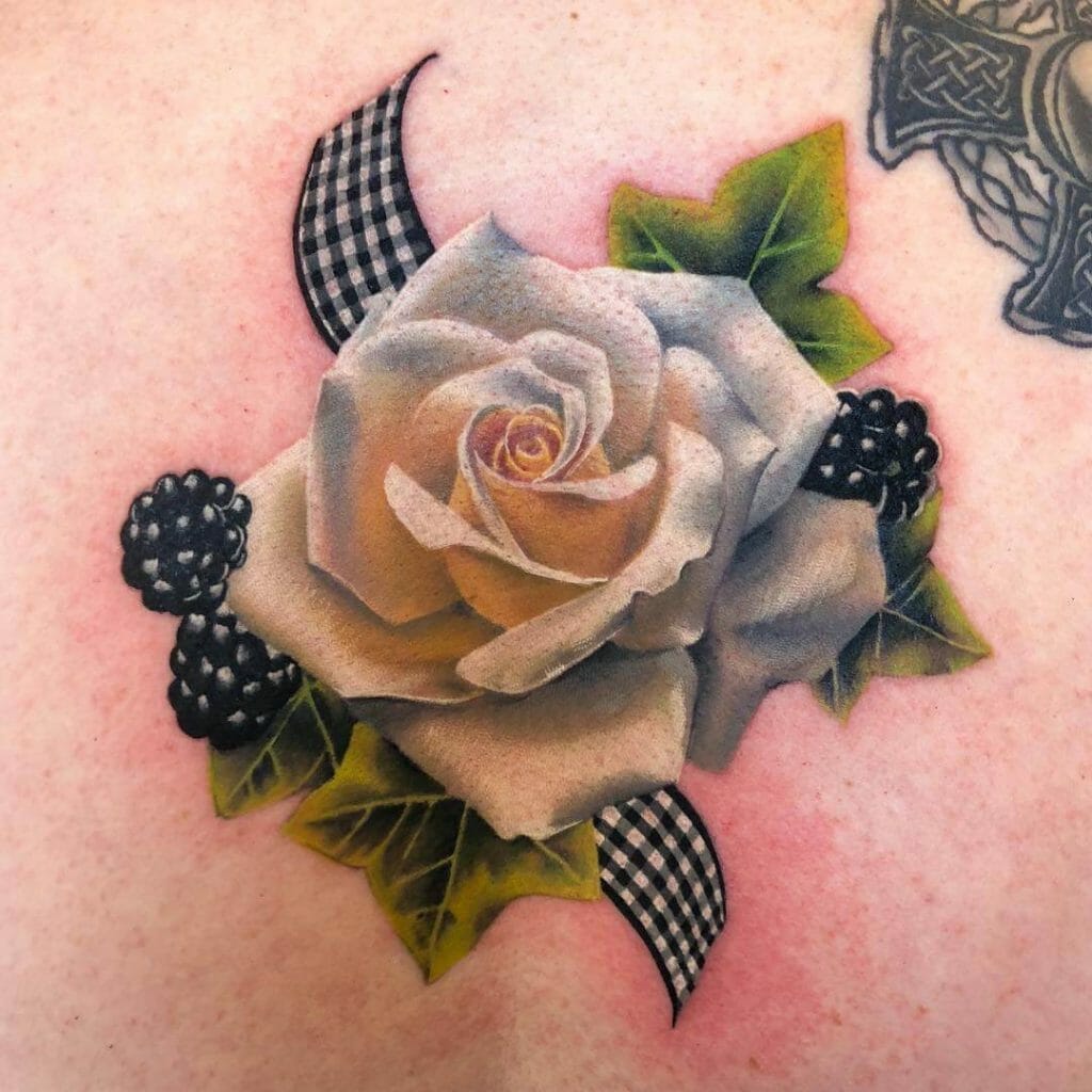 White rose tattoo on chest