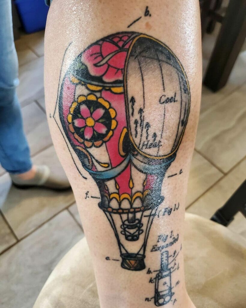 Hot air balloon scheme tattoo