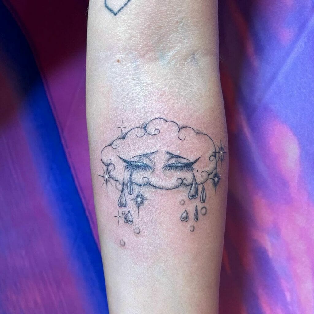 A heartless rain cloud tattoo