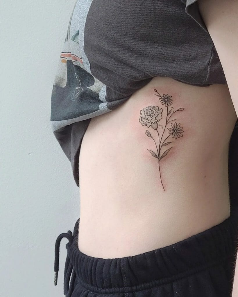 Amazing Bouquet Tattoo Designs with Aster Flower