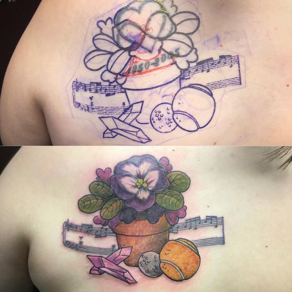 Erstaunliche Tattoo-Cover-Up-Ideen African Violet Flower