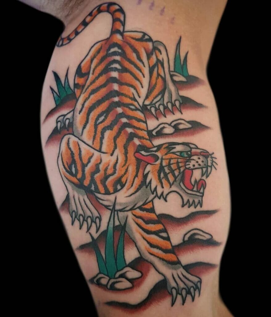 American Traditional Tiger Tattoo