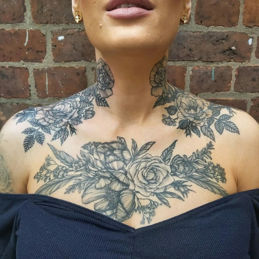 Rose tattoo on chest