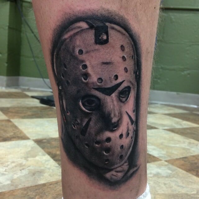 Artistic Jason Voorhees mask tattoo