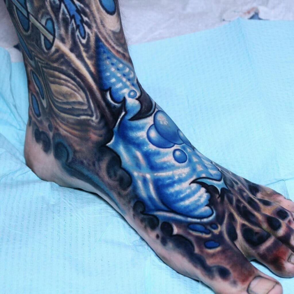 Biomechanical tattoo on the foot