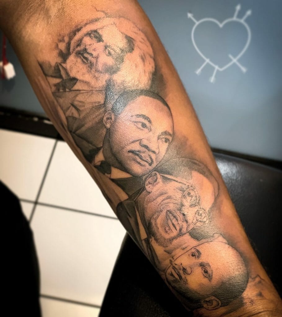 Black Lives Matter Arm Tattoo Designs mit bedeutenden schwarzen Anführern