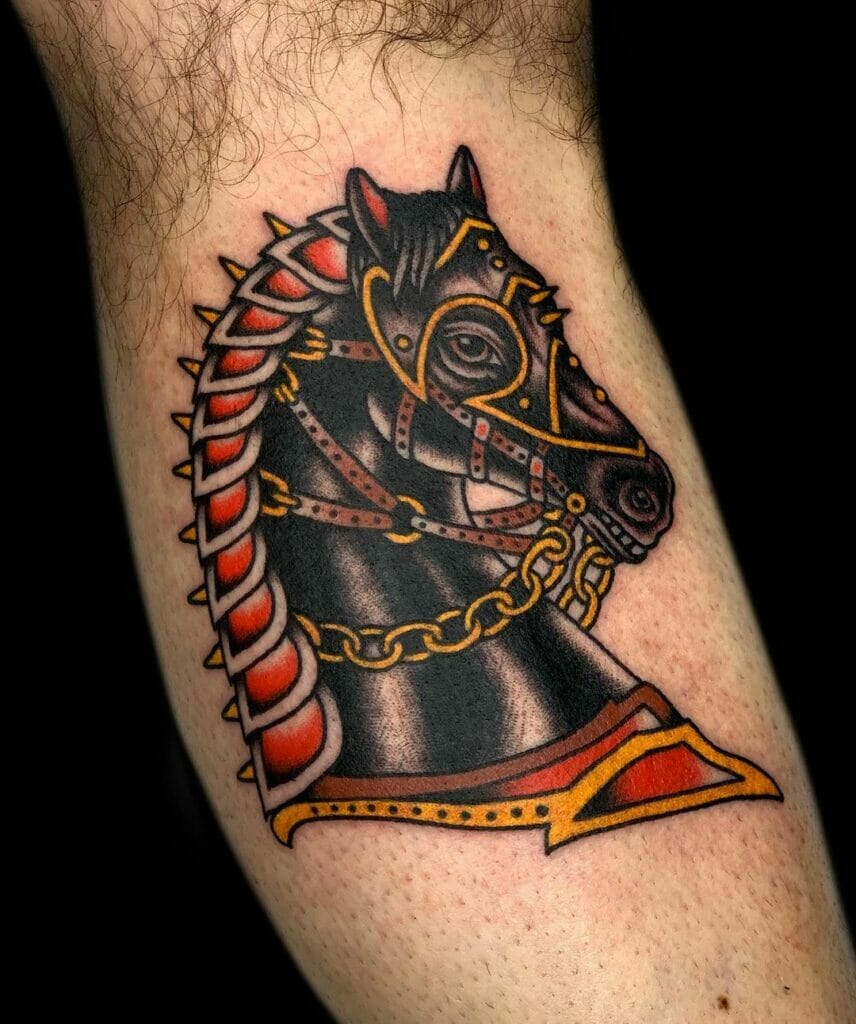 Black war horse tattoo