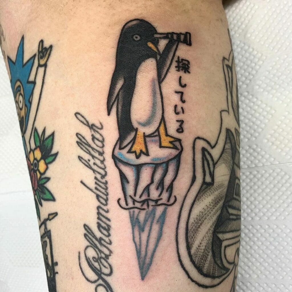 Cartoon-Pinguin-Tätowierung