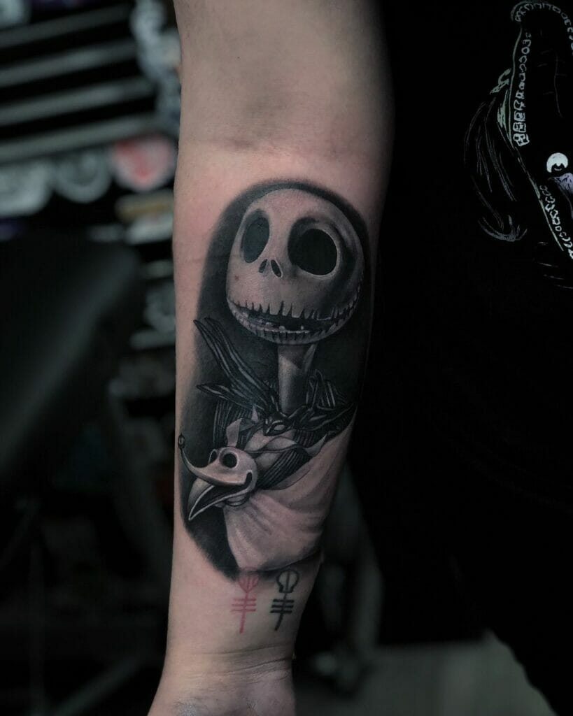 Catchy Jack Skellington and Zero Tattoo