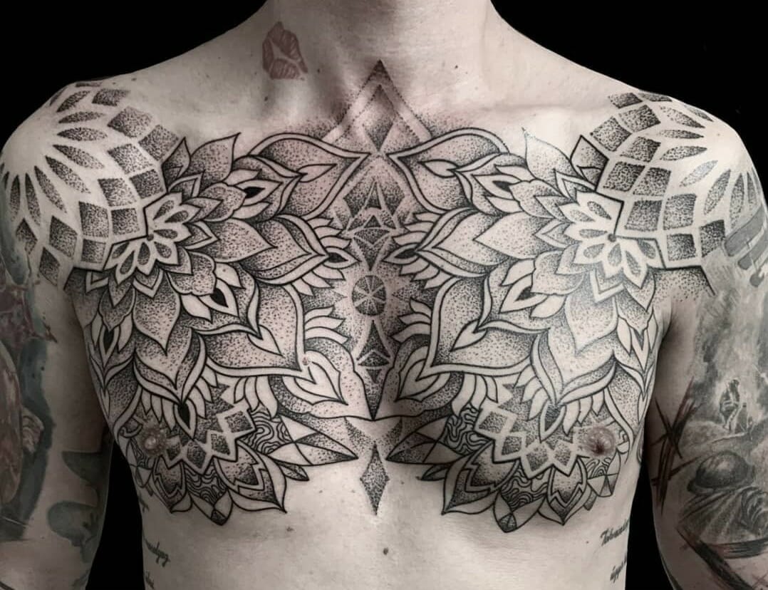 Mandala chest tattoo for women - wide 11