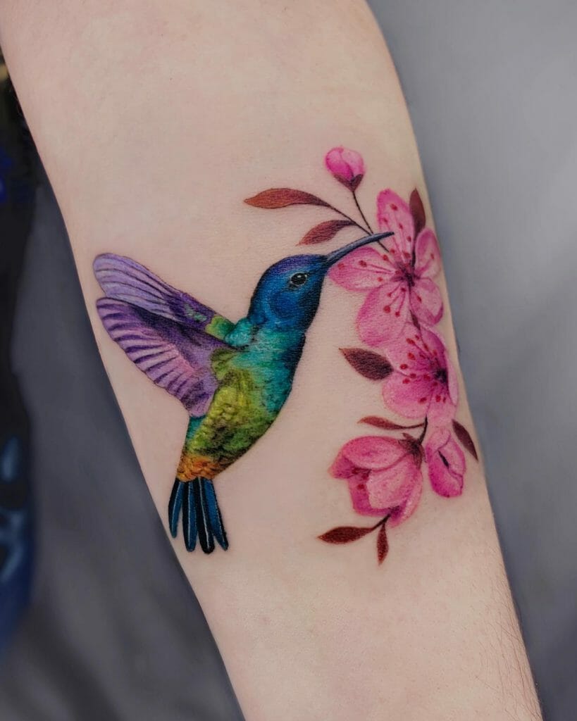 Colorful Hummingbird Tattoo