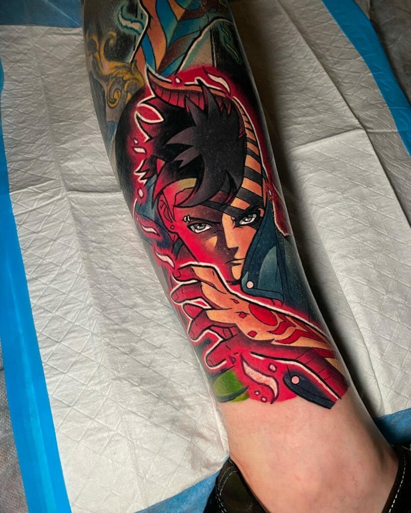 Colorful Kawaki Karma Sigil Tattoo