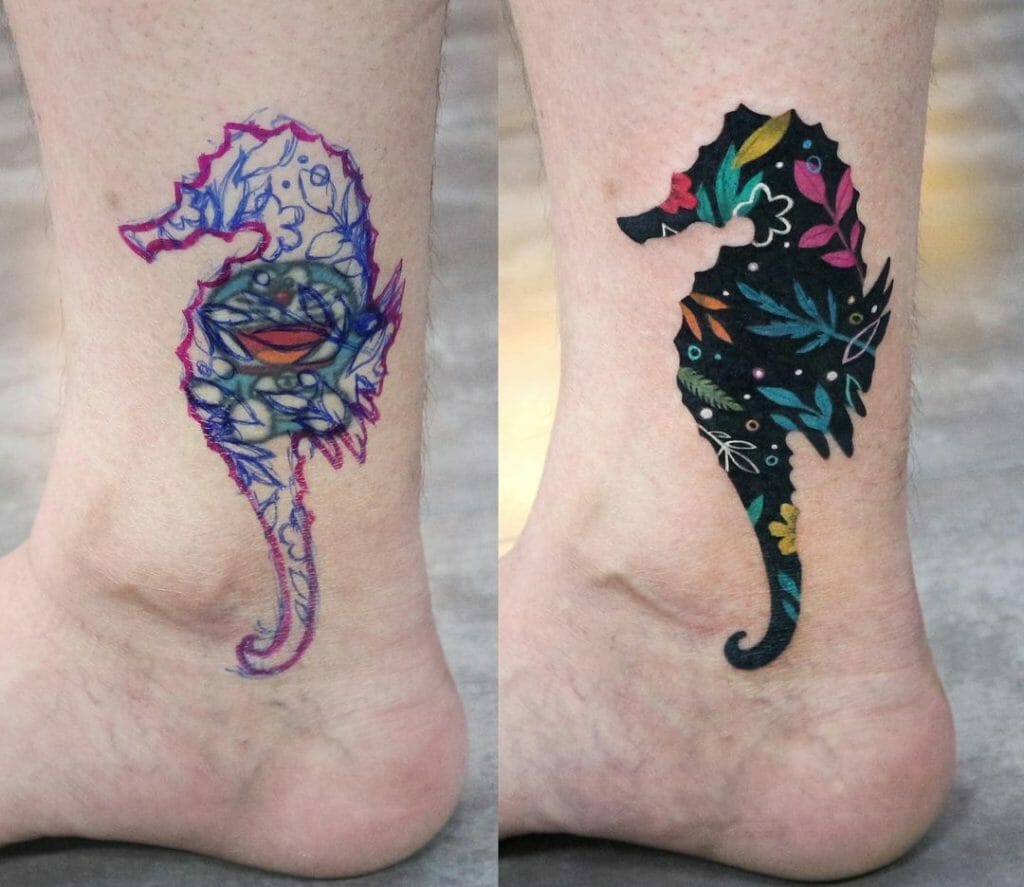 Colorful Little Seahorse Tattoo