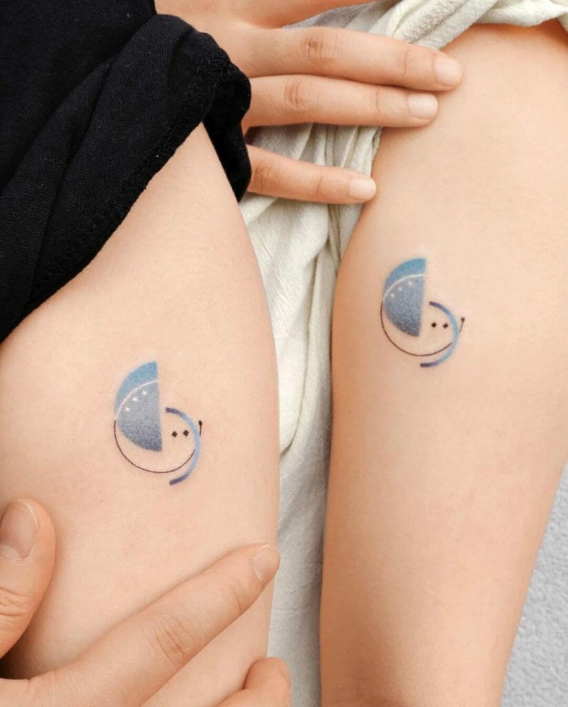 Colorful and aesthetic minimalist couple tattoo