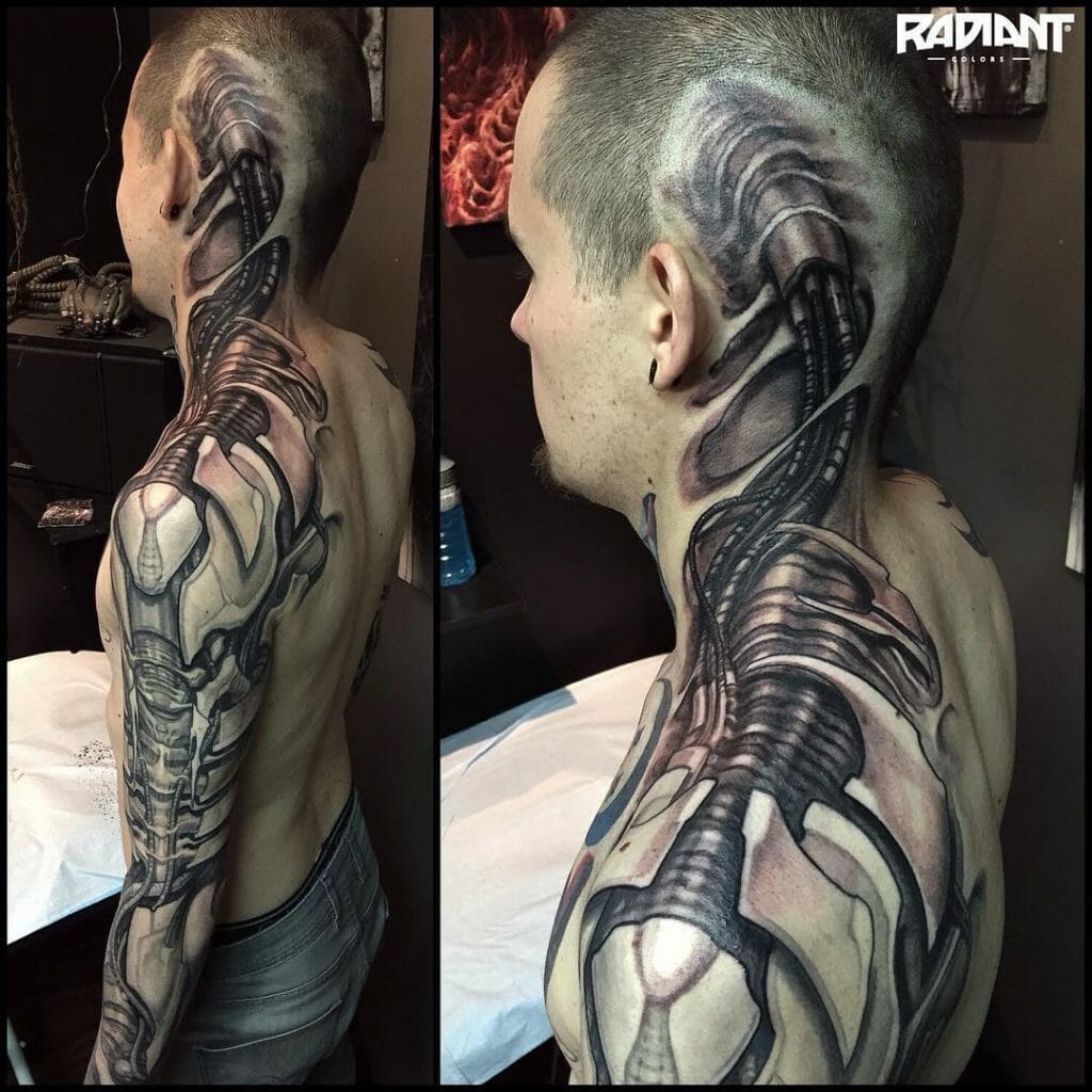 Mechanical cyborg tattoos