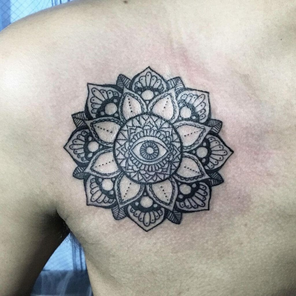 Eye Mandala Chest Tattoo Design