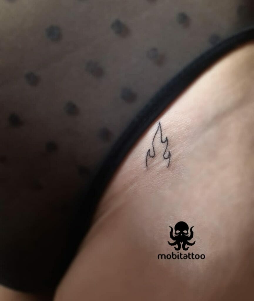 Fire minimalist bikini line tattoos