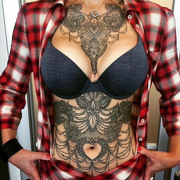 Full coverage under chest tattoo