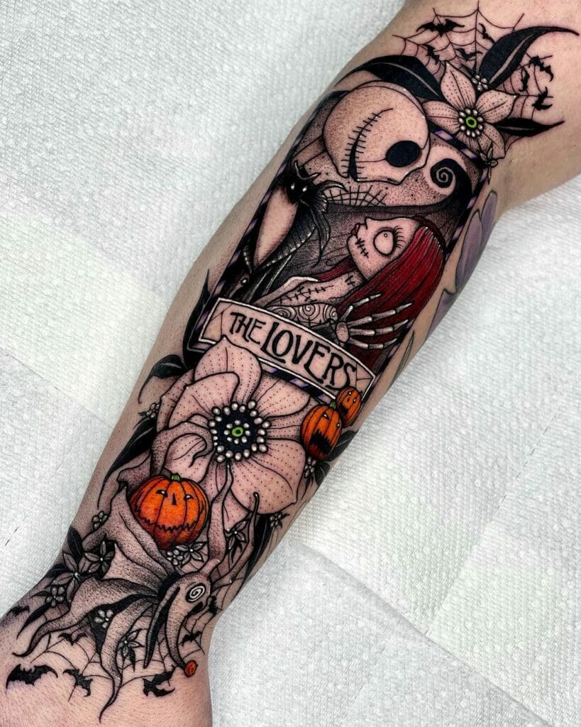 Jack Skellington and Sally tattoo