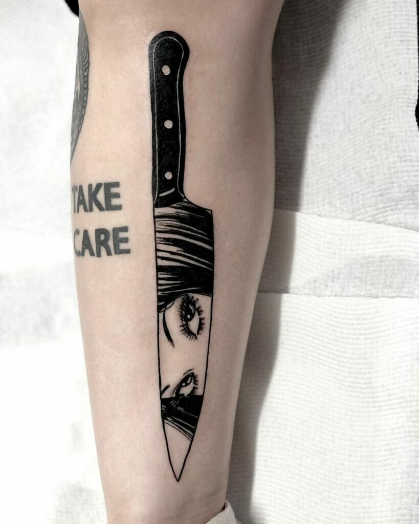 Junji Ito knife and eye Tomie tattoo