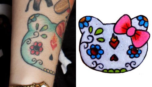 Kreayshawn Sugar Skull Tattoo on Forearm