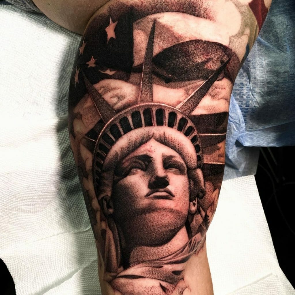 Lady Liberty and the American Flag Tattoo