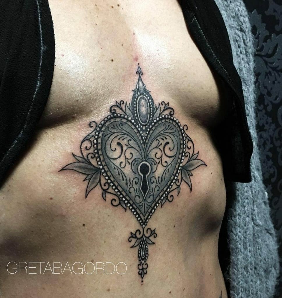 Mandala Heart Chest Tattoo Design