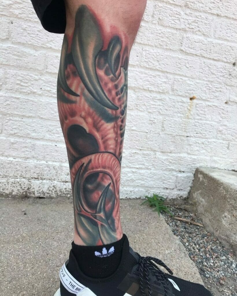 Mechanical tattoo leg