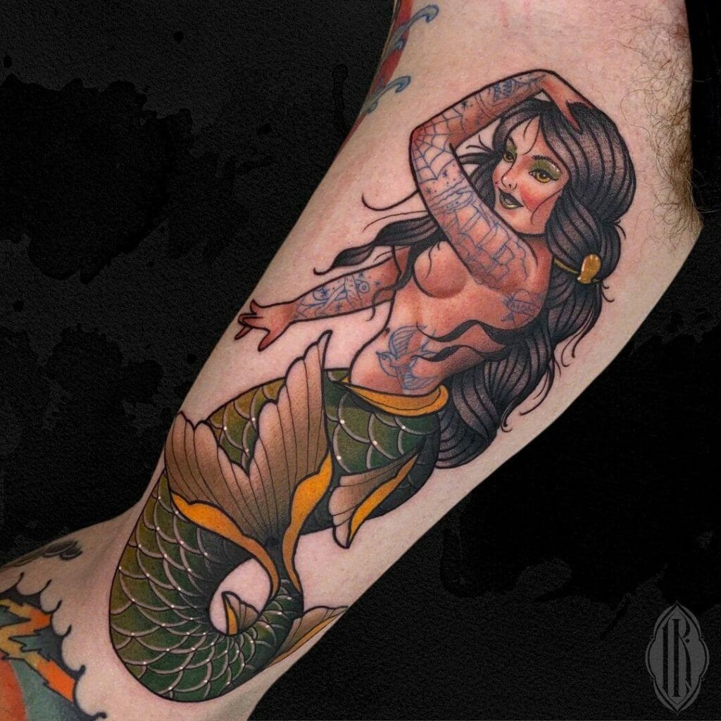 Neotraditioneller Pin-Up-Girl-Tattoo-Stil