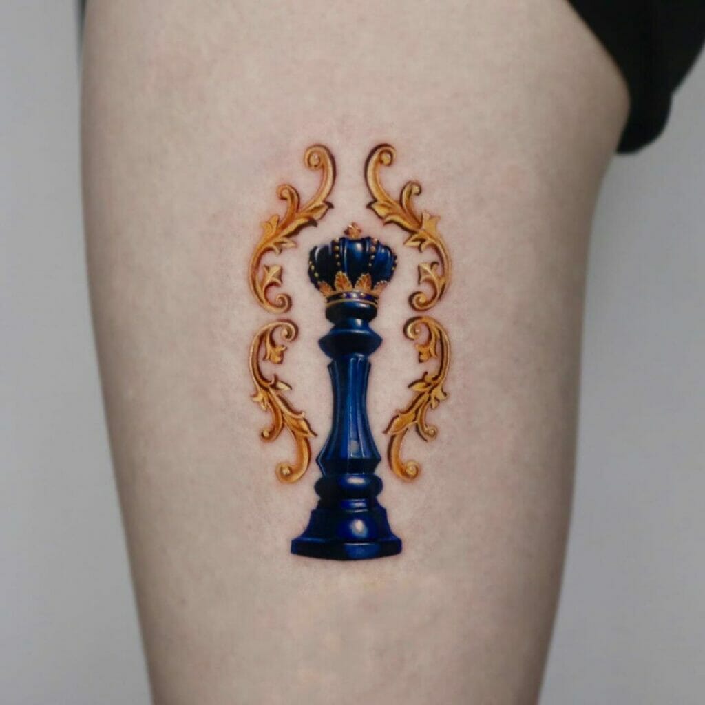 Elaborate Queen Chess Piece Tattoo Designs