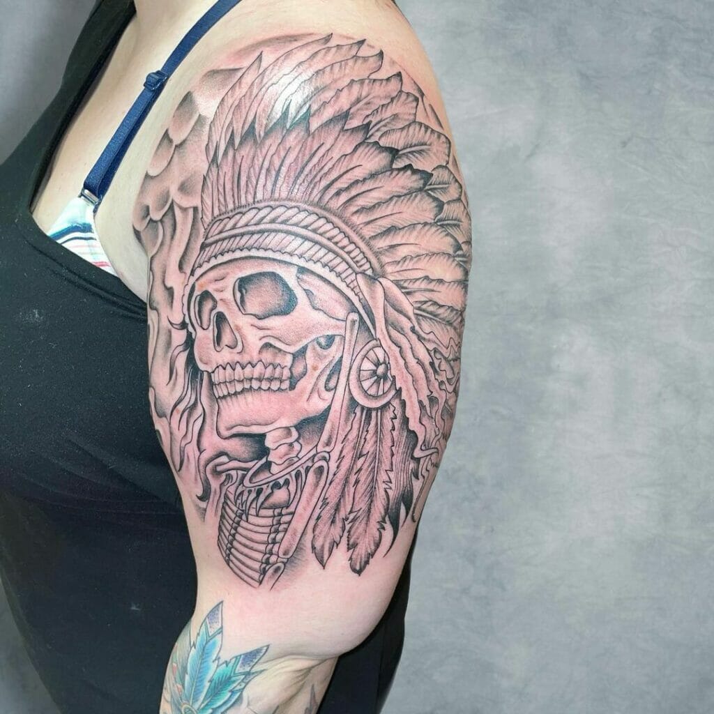 Umriss Indian Skull Tattoo