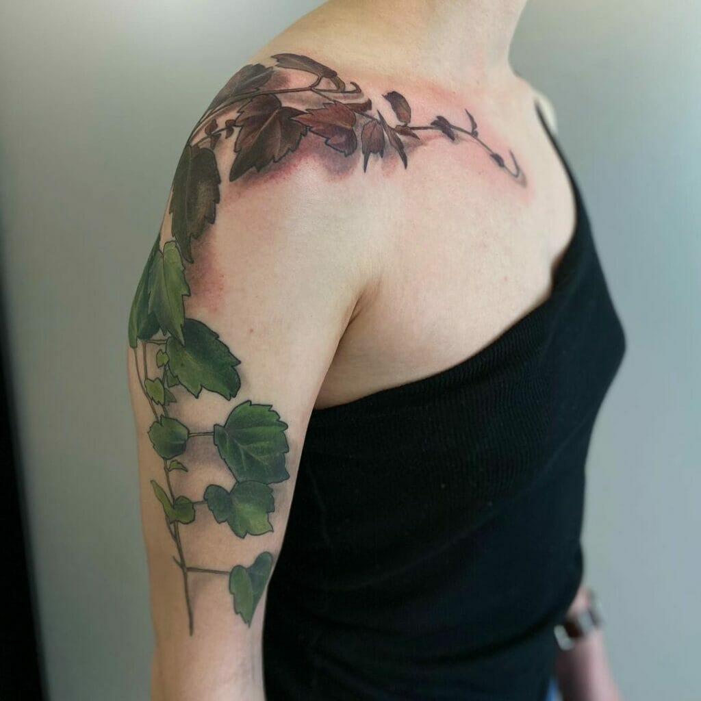 Realistic ivy vine tattoo