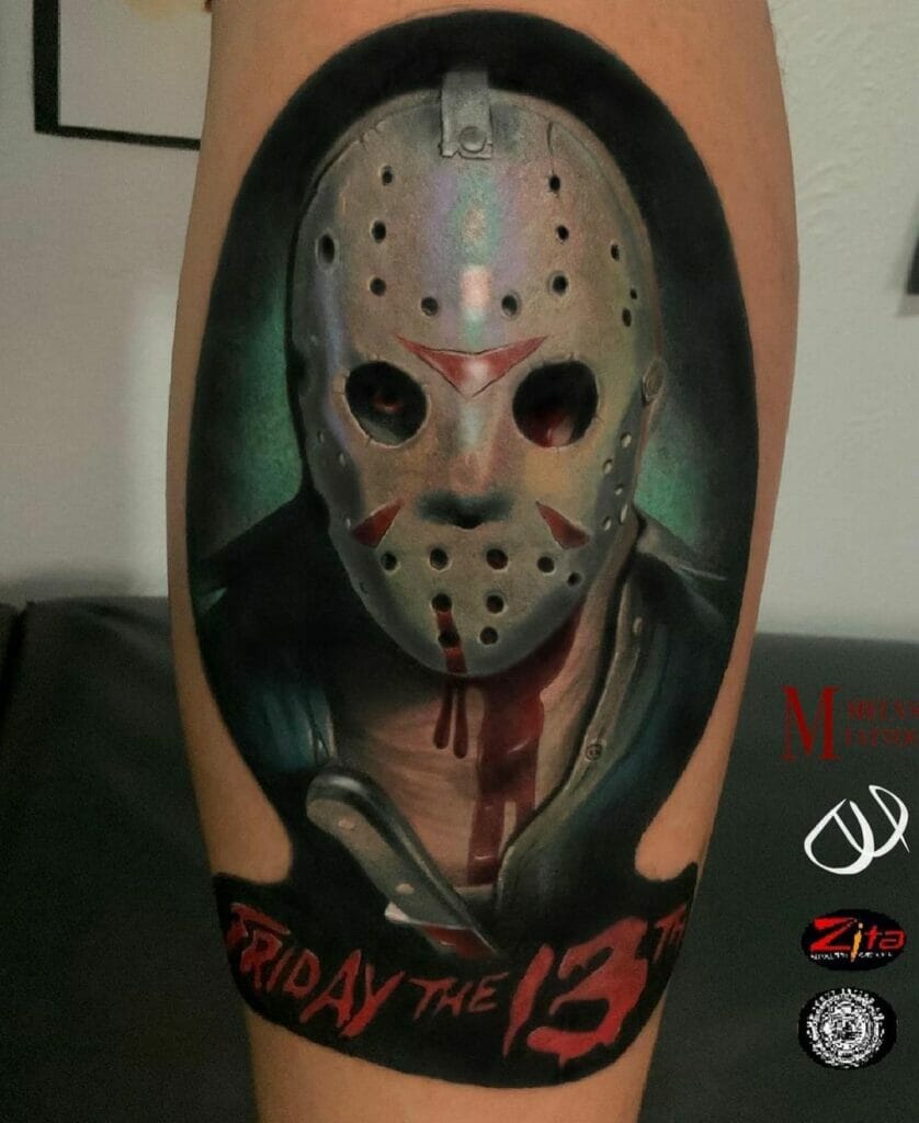 Realistic Jason Voorhees tattoo