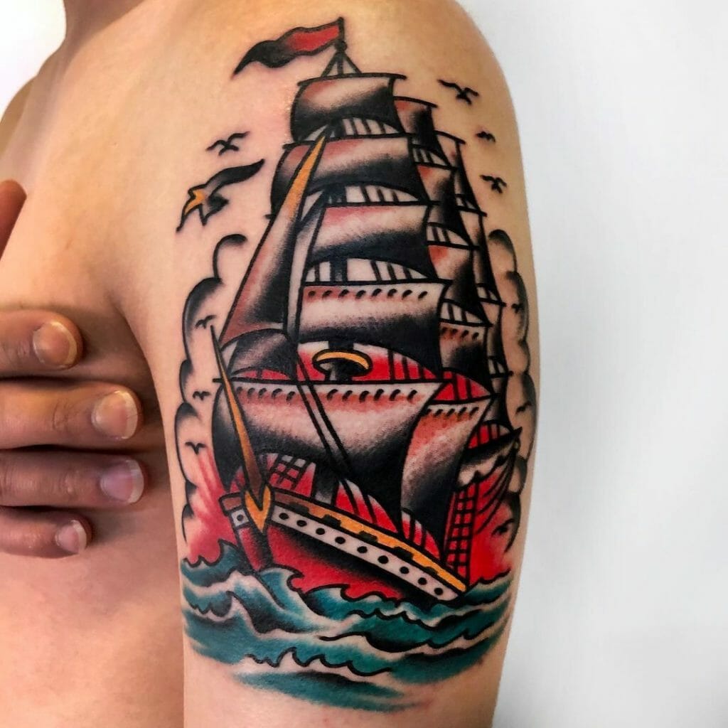 Realistic ship tattoos